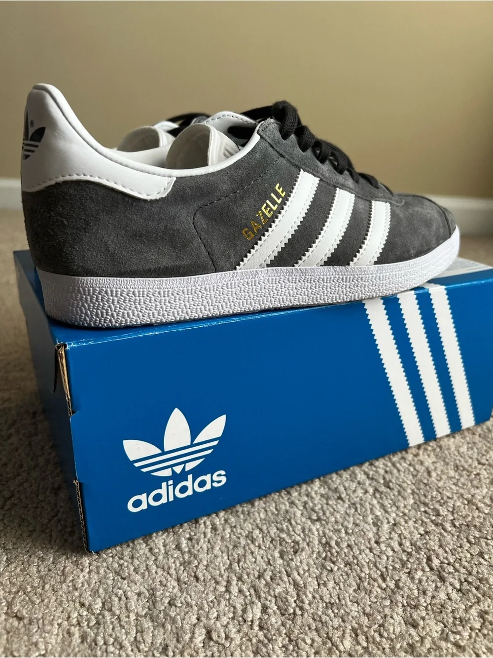 adidas Gazelle Men’s Gray Suede Sneakers with White Stripes